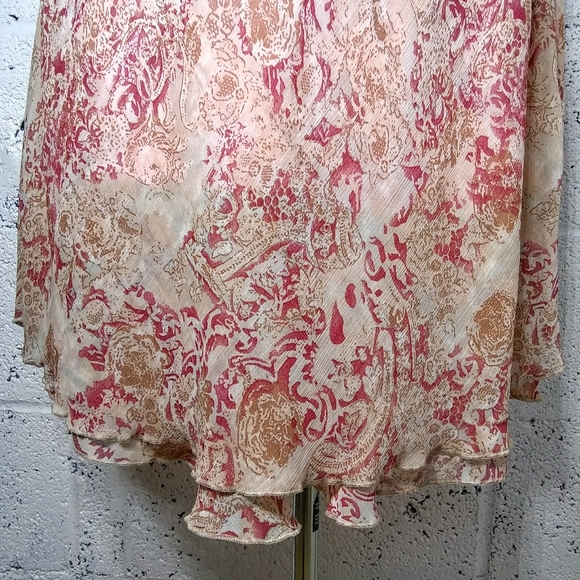 Elementz Sz PL Sheer Pink Floral Midi Layerd Skirt - Picture 5 of 8